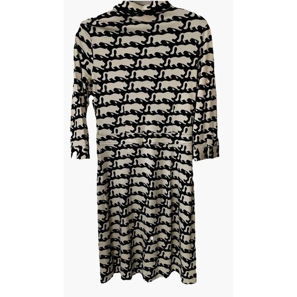 Tory Burch Tricot Silk Printed 3/4 Sleeve Sheath Dress Size Small Black/White - Picture 5 of 6